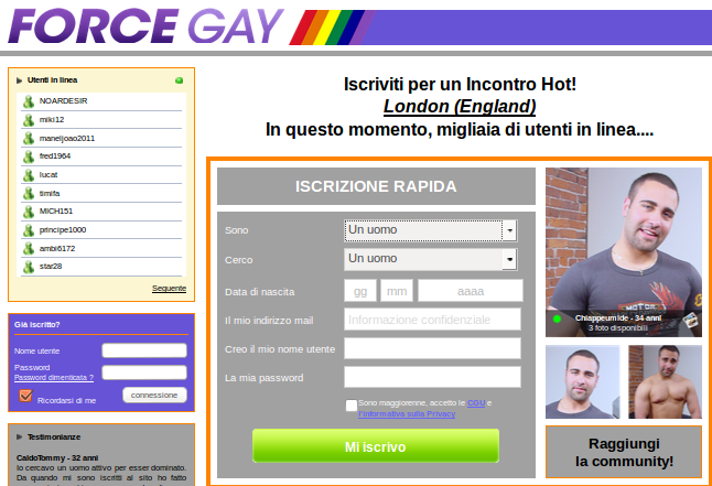 Sito incontri gay, uomini