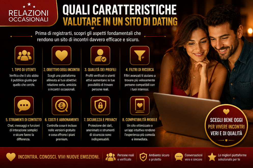 Quali caratteristiche valutare in un sito di dating
